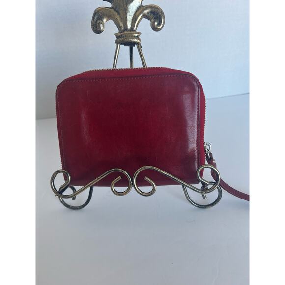 COLE HAAN Red Leather Zip Around Wallet Wristlet Clutch - Picture 5 of 8